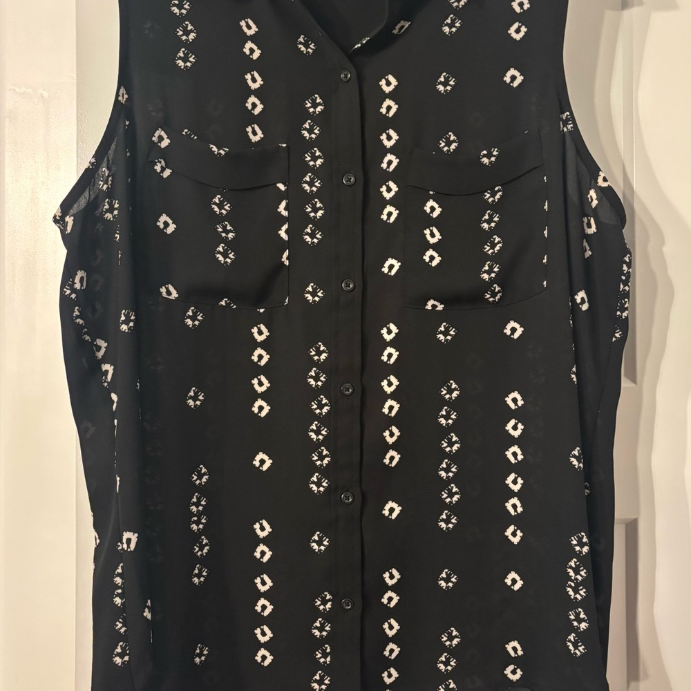 Black Sleeveless Boho Patterned Women's Top